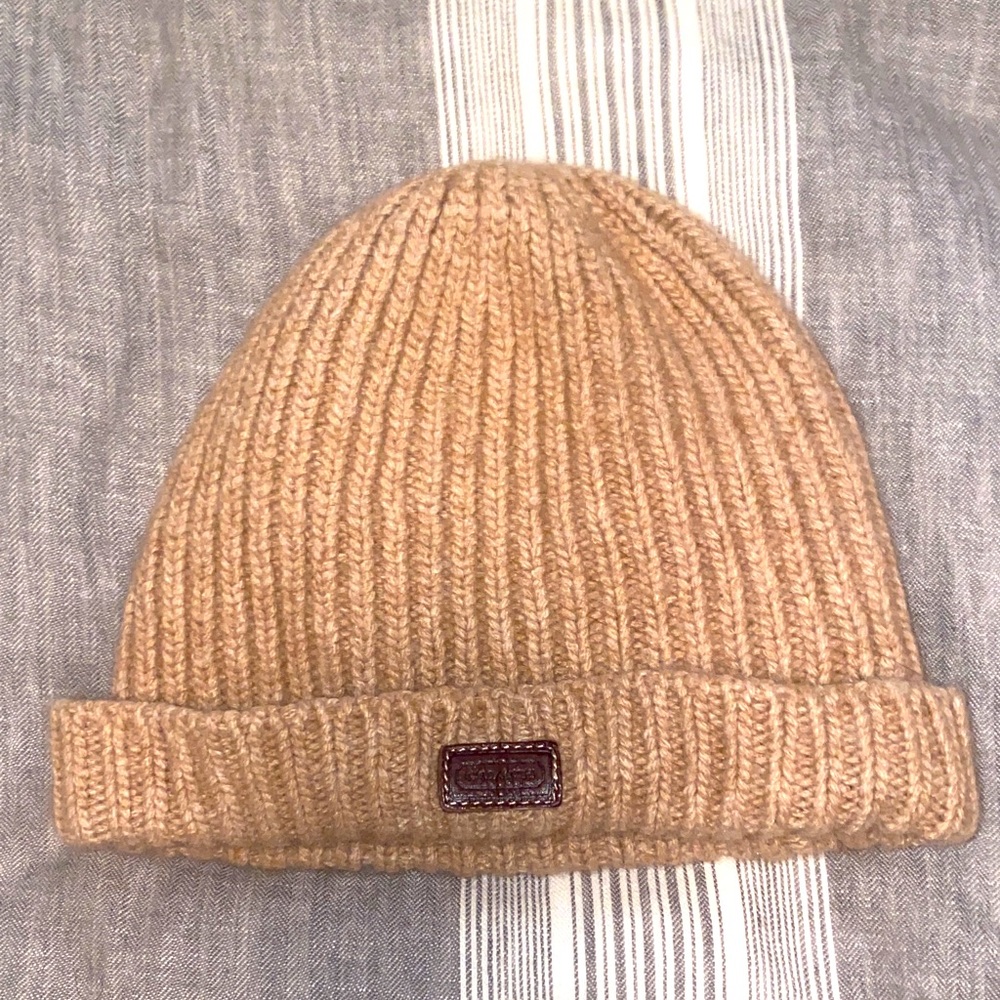 Coach Tan Knit Beanie